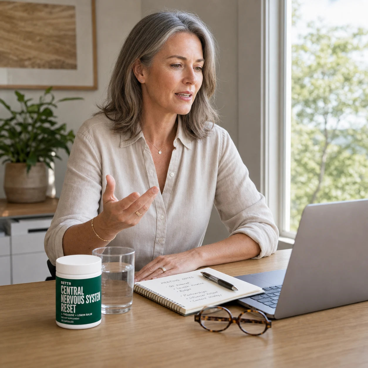 Woman speaking clearly during a video meeting
