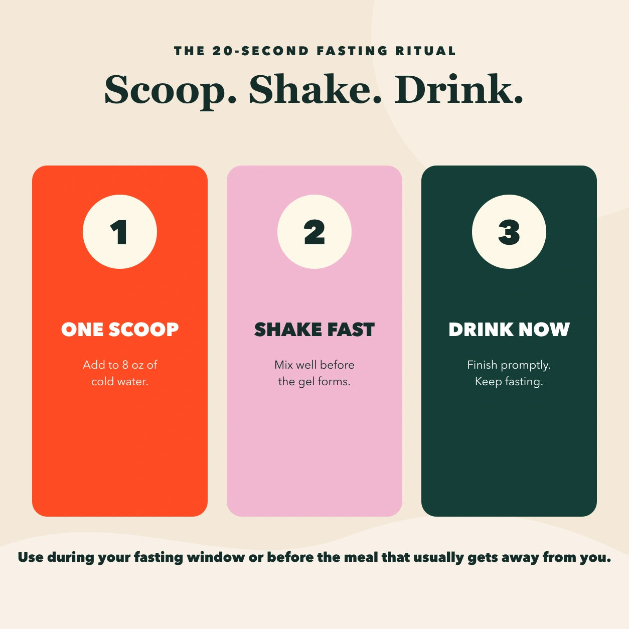 Three steps for mixing Bettr Bio Fasting Powder