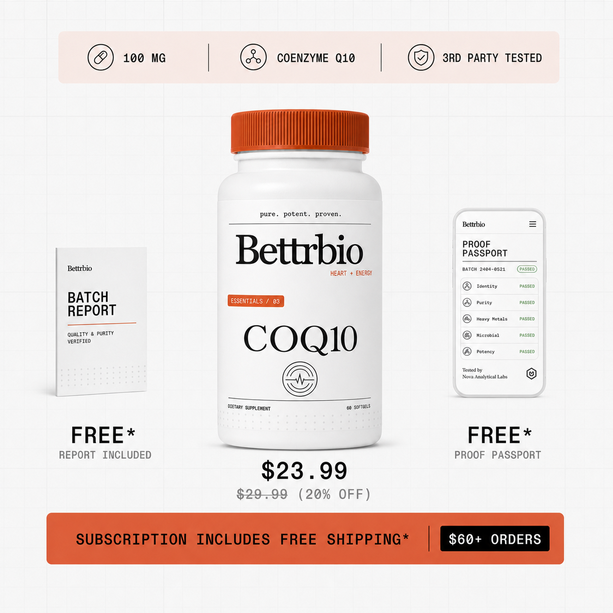 Bettrbio CoQ10 bottle and package contents