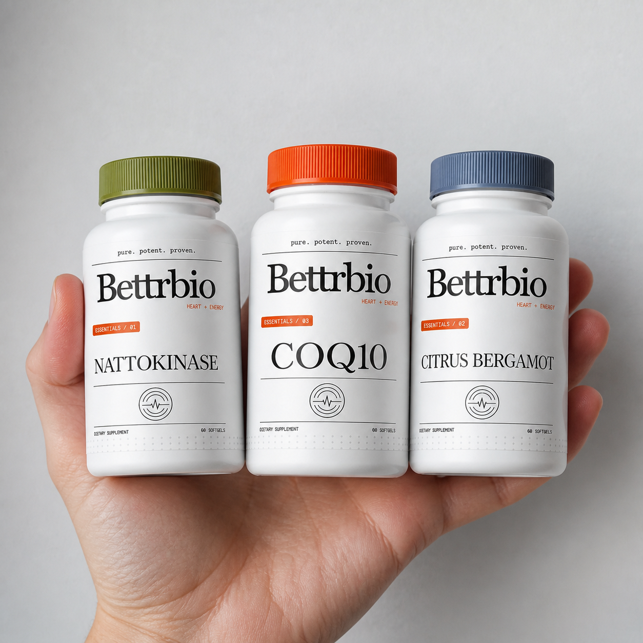 Three Bettrbio protocol bottles held together