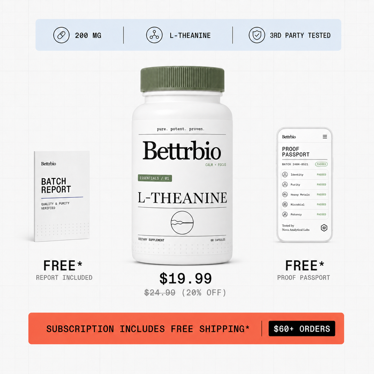 Bettrbio L-Theanine bottle and package contents