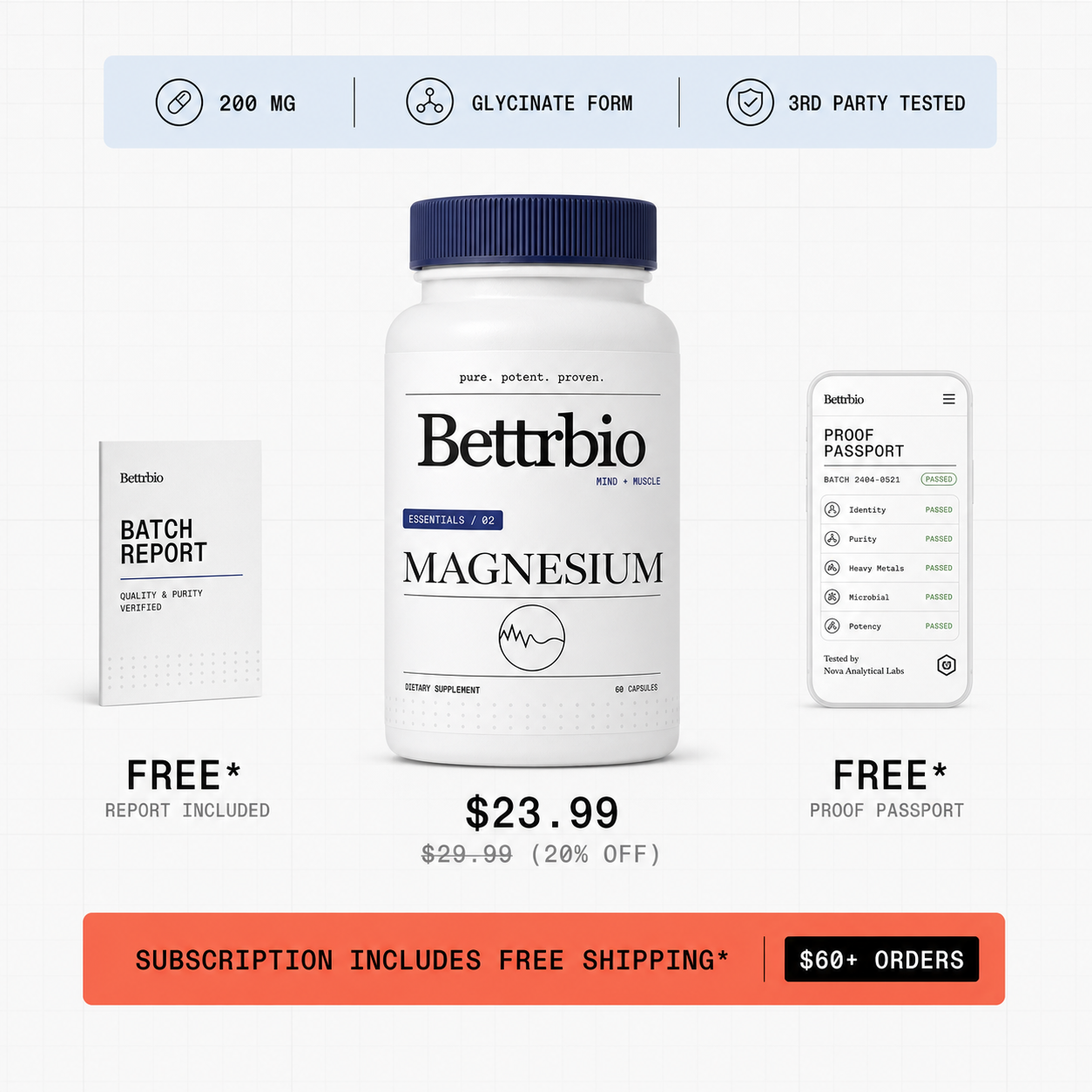 Bettrbio Magnesium bottle and package contents